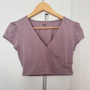 Sunday Best Mauve Wrap Crop Top